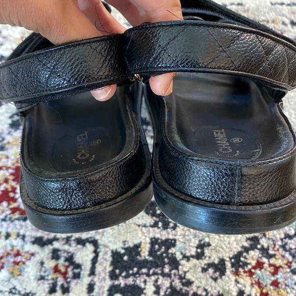 Chanel black leather cc GHW dad sandals 40C - Picture 7 of 9